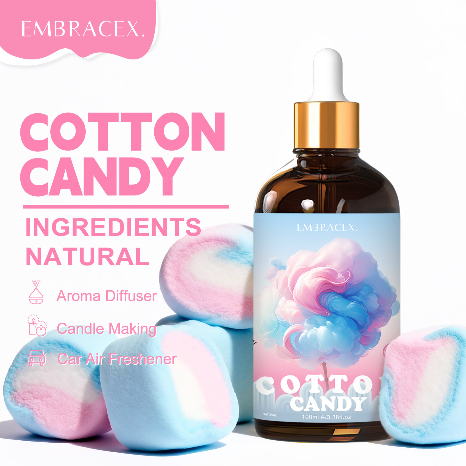 Perfume Fragrance Oil - 100ml Pamuk Şeker Kokulu Yağlar Difüzörler
